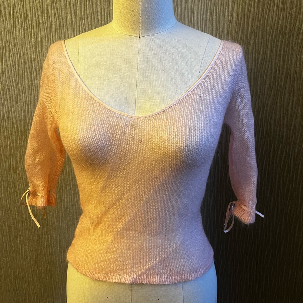 EUC Beautiful people sheer pink sweater